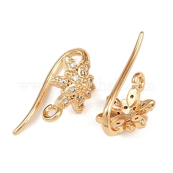 Brass Micro Pave Clear Cubic Zirconia Flower Earring Hooks&nbsp;KK-A274-16G