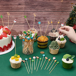 100Pcs Christmas Theme Disposable Bamboo Sticks&nbsp;AJEW-UN0002-64