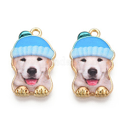 Printed Light Gold Tone Alloy Pendants&nbsp;ENAM-N056-208B