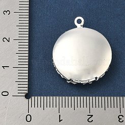 Flat Round Brass Hollow Locket Pendants&nbsp;KK-K414-11B-S