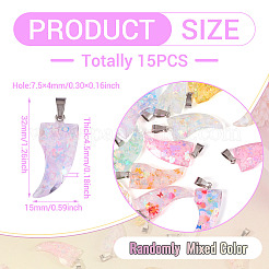 15Pcs Luminous Resin Sequins Pendants&nbsp;RESI-TA0004-20A