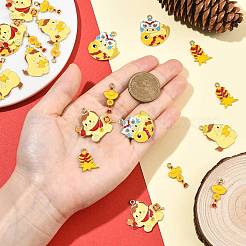 24Pcs 6 Styles New Year's Day Alloy Enamel Pendants&nbsp;ENAM-FS0004-29
