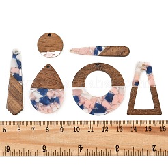 Walnut Wood & Transparent Resin Pendants&nbsp;WD-CBA583A-13