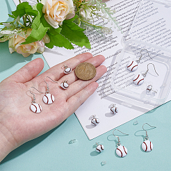 6 Pairs 2 Styles Alloy Baseball Stud Earring & Dangle Earring Sets&nbsp;EJEW-ME0001-18