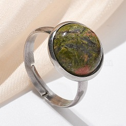 Half Round Natural & Synthetic Gemstone Finger Rings&nbsp;RJEW-M062-01P-23