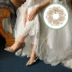 4Pcs 2 Styles Rectangle & Flower Brass Rhinestone Shoe Decorations&nbsp;AJEW-GA0006-93