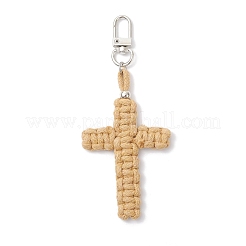 Cross Cotton Threads Pendants Decorations&nbsp;HJEW-TA00398-03