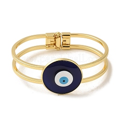 Rack Plating Brass Enamel Evil Eye Hollow Bangles for Women&nbsp;BJEW-H607-01G-06