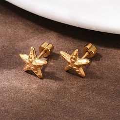 304 Stainless Steel Star Stud Earrings&nbsp;EJEW-I320-10G