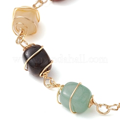 Natural & Synthetic Mixed Gemstone Beads Slider Bracelets&nbsp;BJEW-JB11271