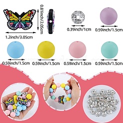 DIY Brass Rhinestone & Butterfly & Round Silicone Beads Jewelry Making Findings Kits&nbsp;DIY-SZ0010-31