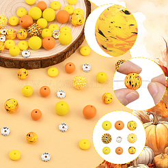 64Pcs Round & Rondelle Food Grade Eco-Friendly Silicone Beads&nbsp;SIL-SP0001-19F
