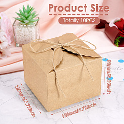 10Pcs Square Kraft Paper Gift Boxes&nbsp;CON-TA0001-13