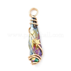 Electroplated Raw Rough Natural Quartz Crystal Copper Wire Wrapped Pendants&nbsp;PALLOY-JF02414-01