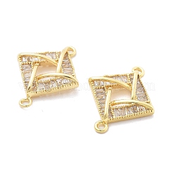 Brass Clear Cubic Zirconia Connector Charms&nbsp;KK-B134-28G