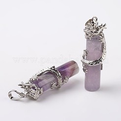 Tube Natural Amethyst Pendants&nbsp;G-L455-H18