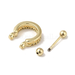 Rack Plating Brass Pave Clear Cubic Zirconia Nose Studs for Women Men&nbsp;EJEW-C097-23F-G
