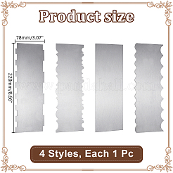 4Pcs 4 Styles Cake Cream Stainless Steel Scraper&nbsp;AJEW-AR0005-76