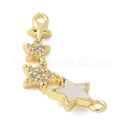 Brass Micro Pave Clear Cubic Zirconia Connector Charms&nbsp;KK-K298-27G