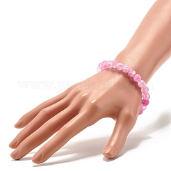 8mm Candy Color Round Crackle Glass Beads Stretch Bracelet for Girl Women&nbsp;BJEW-JB07180