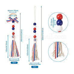 4Pcs 2 Style Independence Day Theme Hemp Rope Tassels Pendant Decorations&nbsp;HJEW-CF0001-19