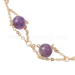 Natural Amethyst Round Beads Link Bracelets for Women&nbsp;BJEW-JB12149-02