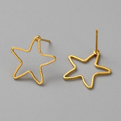 Golden Brass Hollow Geometry Stud Earrings&nbsp;EJEW-WH0012-127I