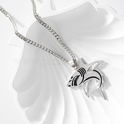 Shark Zinc Alloy Black Enamel Pendant Necklaces for Women&nbsp;FS-WG17648-01