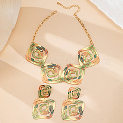 Square Spiral Geometry Alloy Earrings & Necklaces Sets for Women&nbsp;FS-WG25753-01