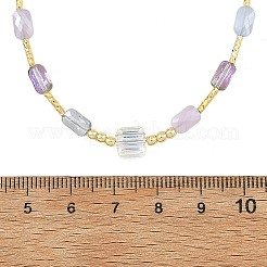 Gradient Color Electroplate Glass and Brass Tube Beaded Necklaces&nbsp;NJEW-JN06689