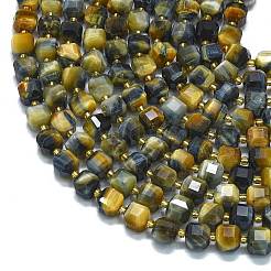 Dyed Natural Yellow & Blue Tiger Eye Beads Strands&nbsp;G-K389-A26-01
