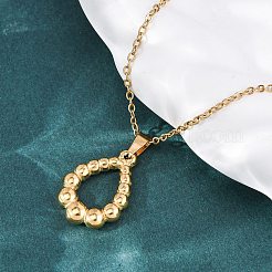 Teardrop 304 Stainless Steel Pendant Necklaces&nbsp;NJEW-H059-28G