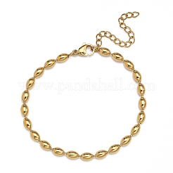 Ion Plating(IP) 304 Stainless Steel Oval Ball Chain Bracelets for Women&nbsp;X-BJEW-C046-01G