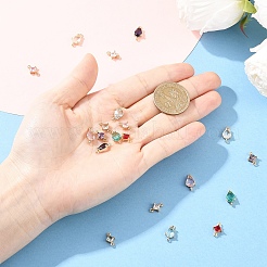 10Pcs 5 Colors 2 Styles  Transparent Glass Connector Charms&nbsp;GLAA-YW0005-50