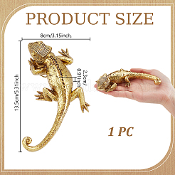 Resin & Iron Lizard Figurines Ornaments&nbsp;DJEW-WH0016-97