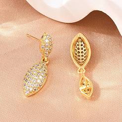 Brass Micro Pave Cubic Zirconia Stud Dangle Earrings&nbsp;KK-Z166-08G