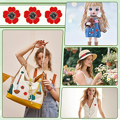 20Pcs Poppy Alloy Enamel Brooch&nbsp;JEWB-FG0001-67