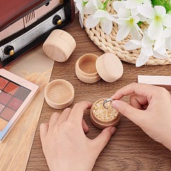 Round Beechwood Jewelry Storage Gift Box with Lid&nbsp;CON-WH0085-57