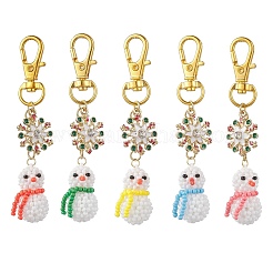Christmas Seed Glass Beaded Snowman Pendant Decorations&nbsp;HJEW-MZ00398