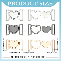 3Pcs 3 Colors Heart Alloy Bikini Clips&nbsp;FIND-BC0019-43