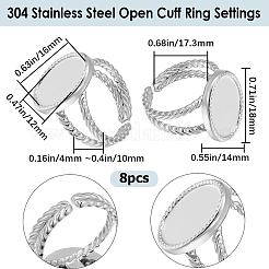 8Pcs 304 Stainless Steel Open Cuff Ring Settings&nbsp;RJEW-BBC0001-27