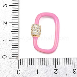 Oval Brass Micro Pave Clear Cubic Zirconia Screw Carabiner Clasps&nbsp;KK-B167-01B-02G