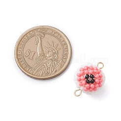 Halloween Glass Peal & Glass Seed Beaded Round Eye Links Connector Charms&nbsp;PALLOY-MZ00948-05