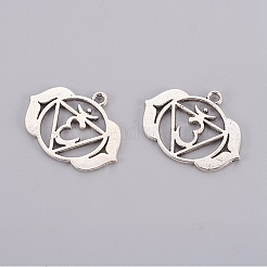 Tibetan Style Alloy Chakra Pendants&nbsp;TIBEP-Q060-02AS-RS