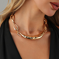 Exaggerated Iron Hammered Moon Pendant Alloy Chain Necklaces for Women&nbsp;WG64A04-01