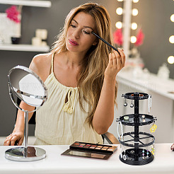 3-Tier Rotatable Round Acrylic Jewelry Display Tower with Tray&nbsp;EDIS-WH0015-13A