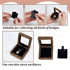 Wooden Badge Storage Boxes with Visible Window Hinged Lid and Black Sponge Inside&nbsp;CON-WH0092-90