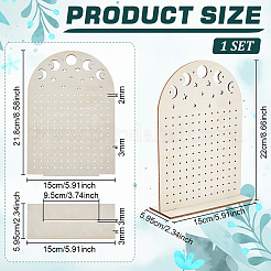 Hollow Moon Plywood Earring Organizer Display Stands&nbsp;EDIS-WH0050-02B