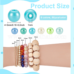 480Pcs 6 Colors Baking Paint Pearlized Glass Pearl Round Beads&nbsp;HY-PH0001-24A