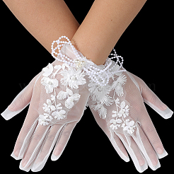 Polyester Bride's Lace Gloves&nbsp;AJEW-WH20120-23A